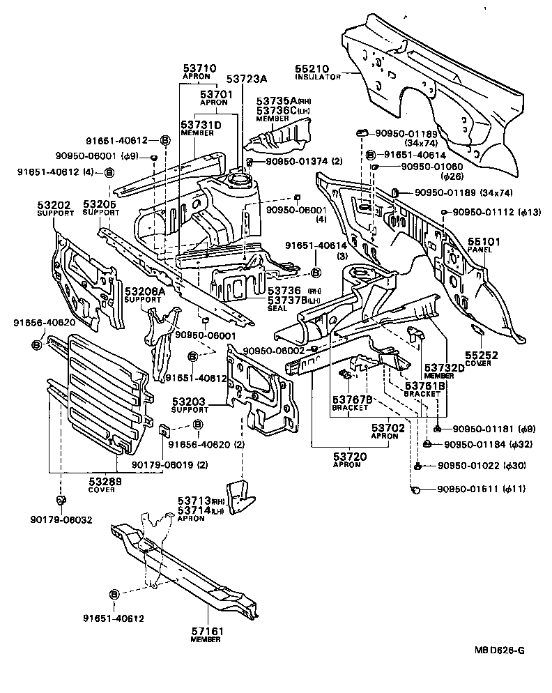  TERCEL |  FRONT FENDER APRON DASH PANEL