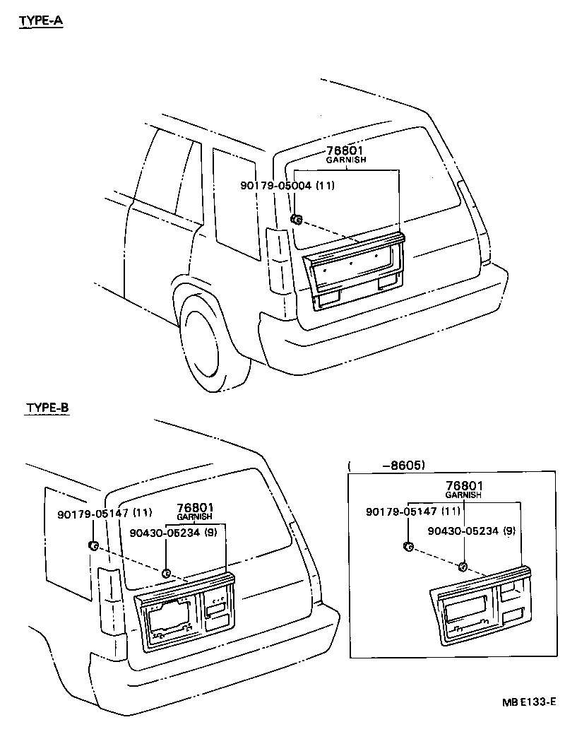  TERCEL |  REAR MOULDING