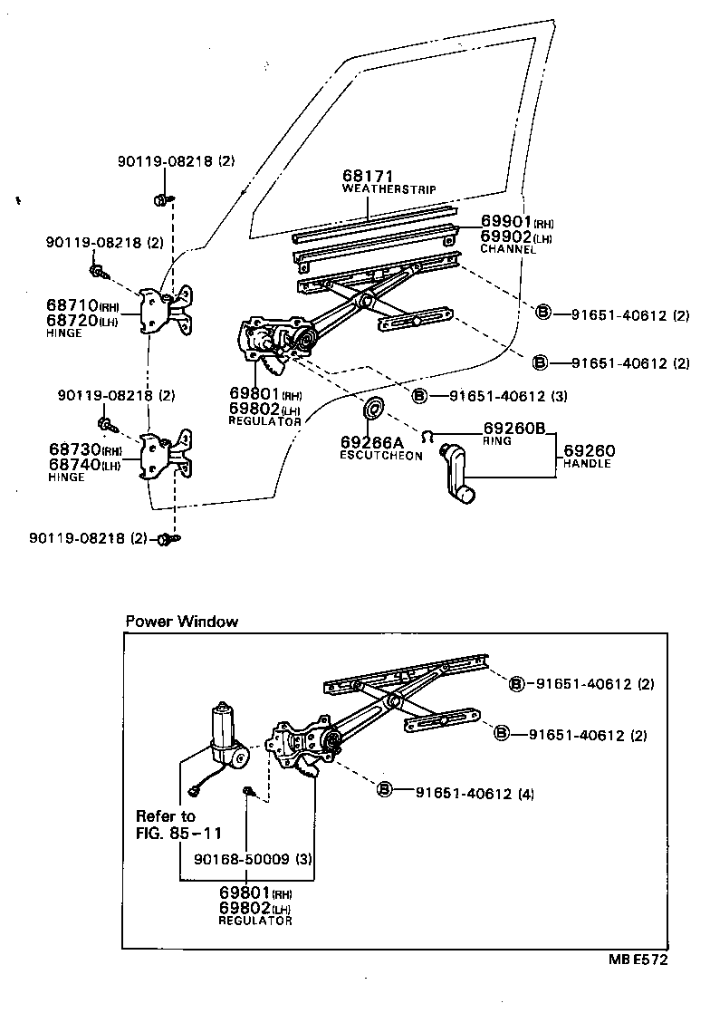  MODEL F |  FRONT DOOR WINDOW REGULATOR HINGE