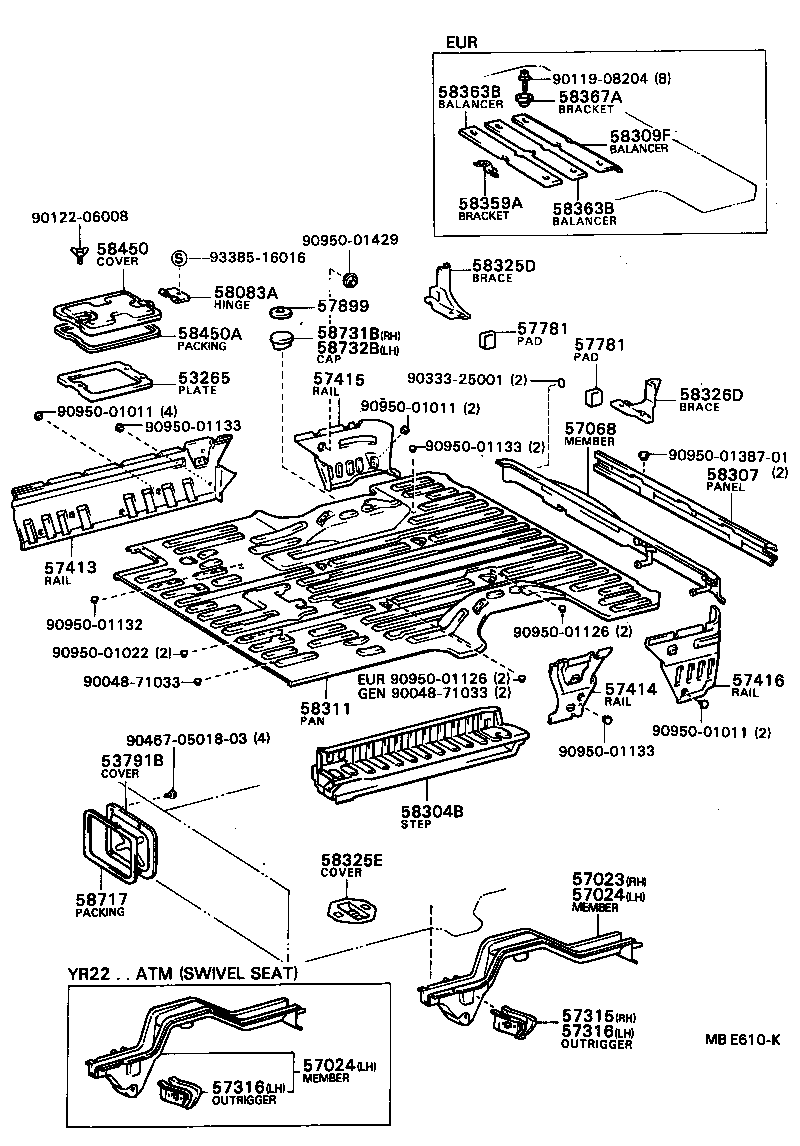  MODEL F |  REAR FLOOR PANEL REAR FLOOR MEMBER