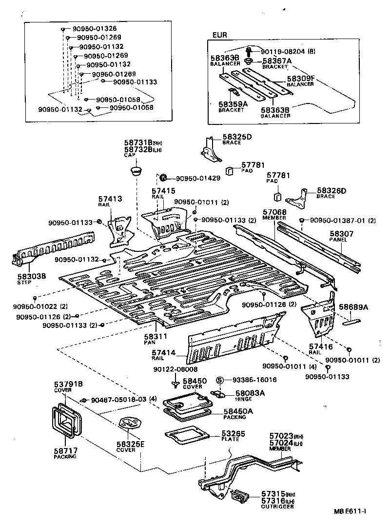  MODEL F |  REAR FLOOR PANEL REAR FLOOR MEMBER