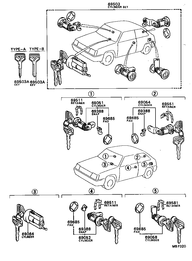  TERCEL |  LOCK CYLINDER SET