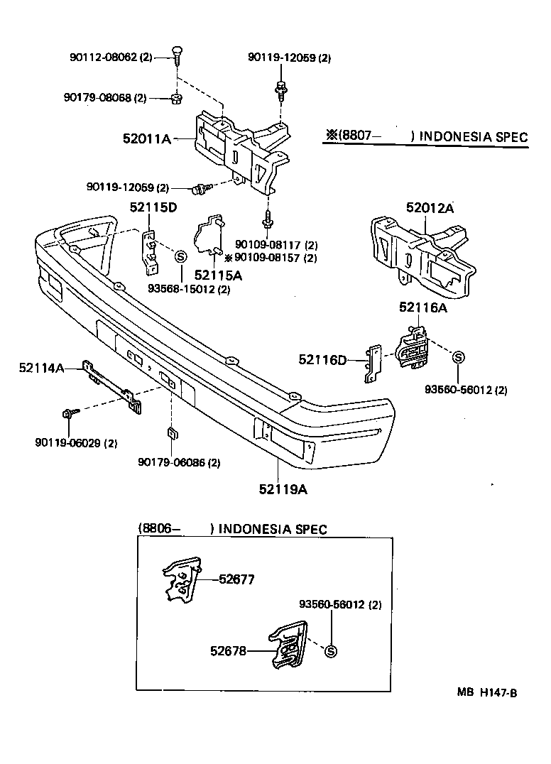  STARLET |  FRONT BUMPER BUMPER STAY