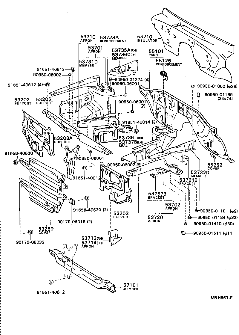  TERCEL |  FRONT FENDER APRON DASH PANEL