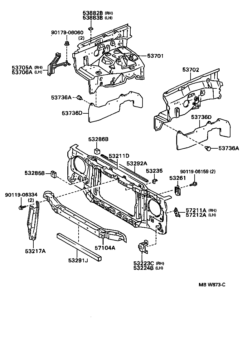  T100 |  FRONT FENDER APRON DASH PANEL