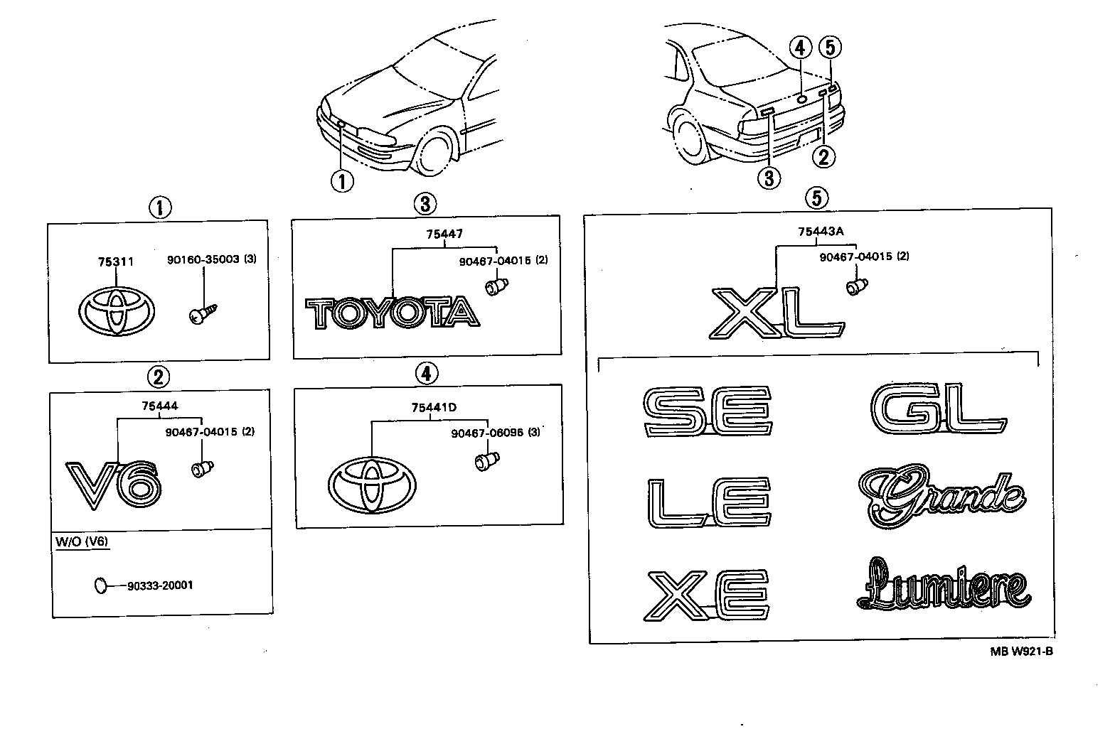  CAMRY JPP SED |  EMBLEM NAME PLATE EXTERIOR INTERIOR