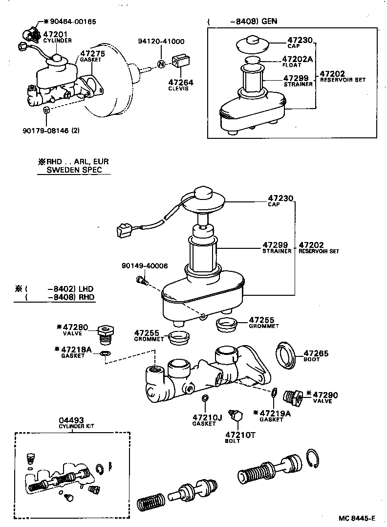  TERCEL |  BRAKE MASTER CYLINDER