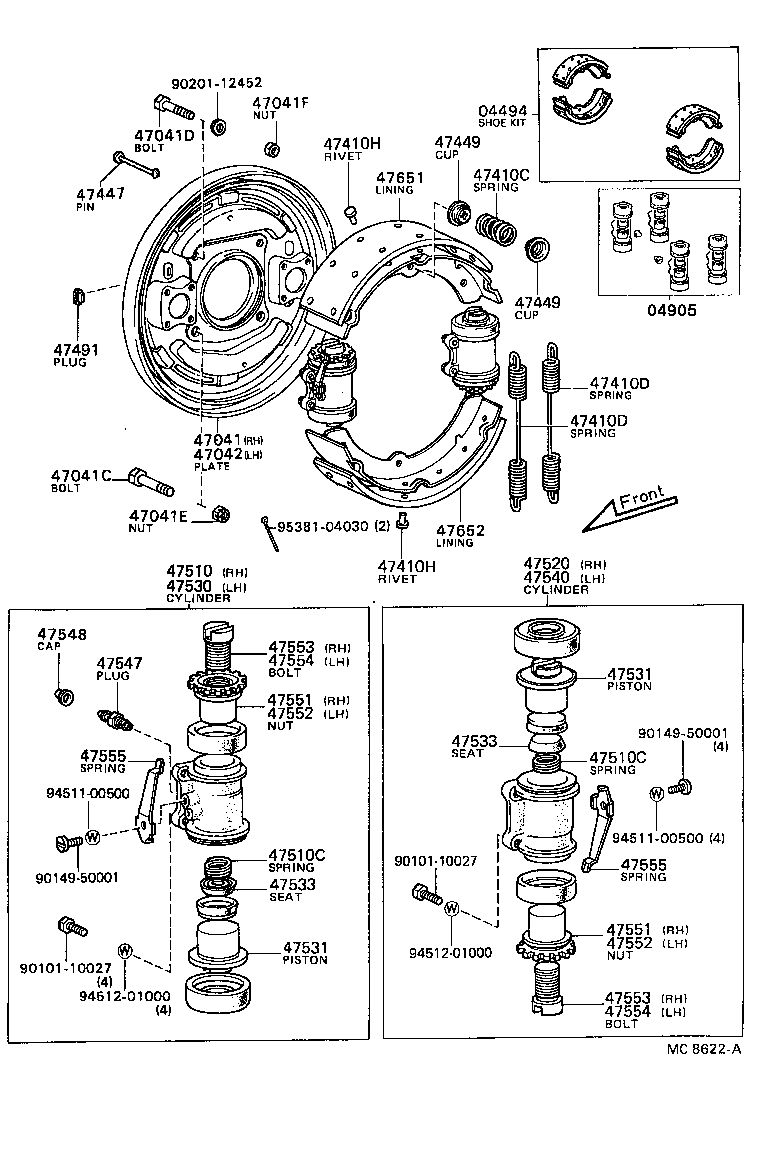  COASTER |  FRONT DRUM BRAKE WHEEL CYLINDER BACKING PLATE
