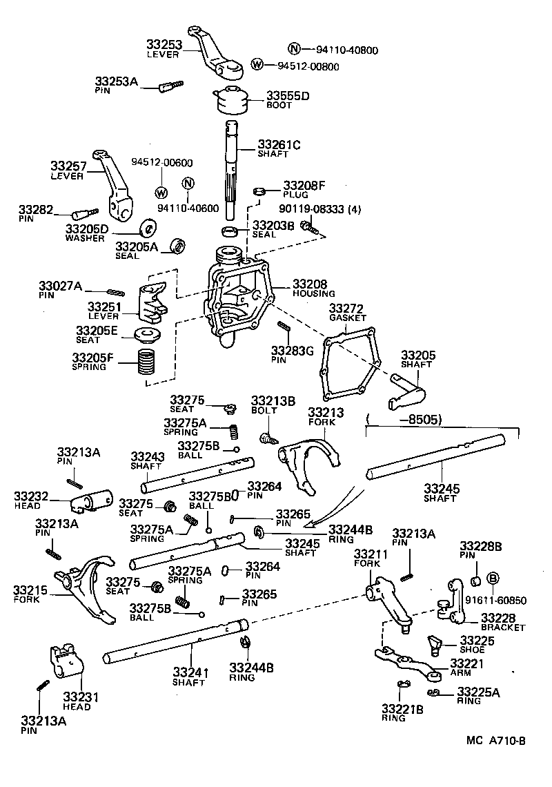  HIACE VAN COMUTER |  GEAR SHIFT FORK LEVER SHAFT MTM