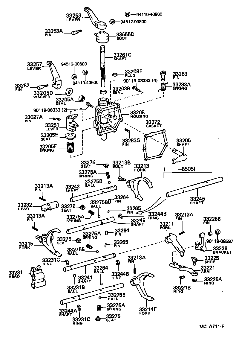 HIACE VAN COMUTER | GEAR SHIFT FORK LEVER SHAFT MTM
