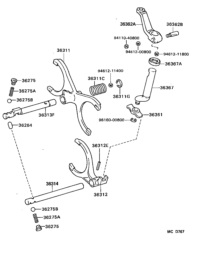  HIACE VAN COMUTER |  TRANSFER LEVER SHIFT ROD
