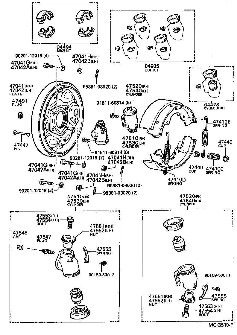  HILUX 2WD |  FRONT DRUM BRAKE WHEEL CYLINDER BACKING PLATE