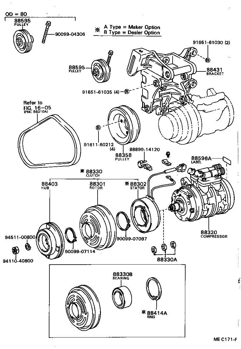  TERCEL |  HEATING AIR CONDITIONING COMPRESSOR