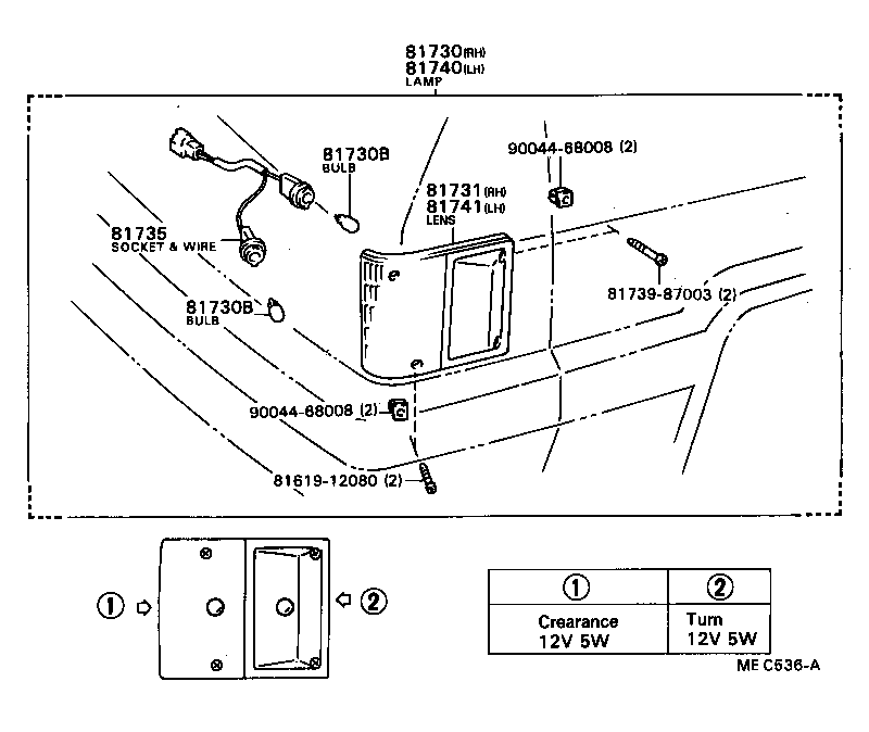  MODEL F |  SIDE TURN SIGNAL LAMP OUTER MIRROR LAMP
