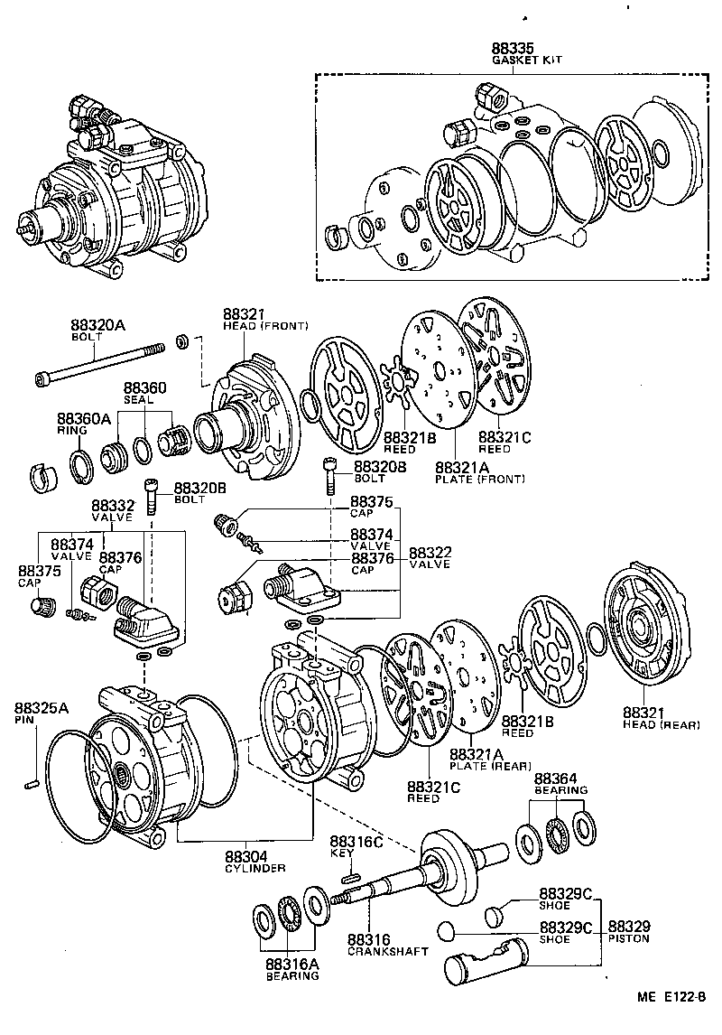  TERCEL |  HEATING AIR CONDITIONING COMPRESSOR