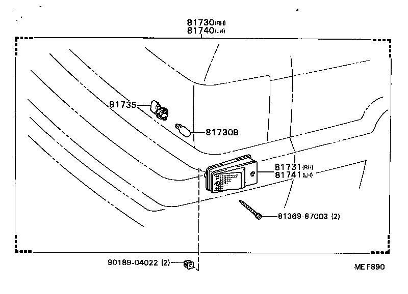  MODEL F |  SIDE TURN SIGNAL LAMP OUTER MIRROR LAMP