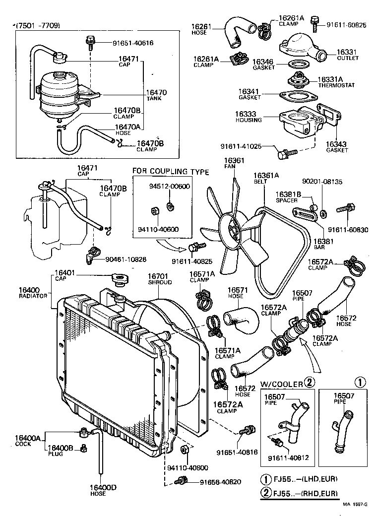  LAND CRUISER 40 45 55 |  RADIATOR WATER OUTLET