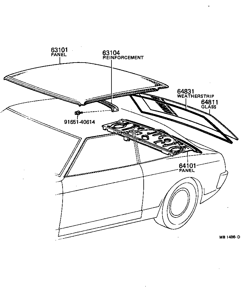  CARINA |  ROOF PANEL BACK WINDOW GLASS