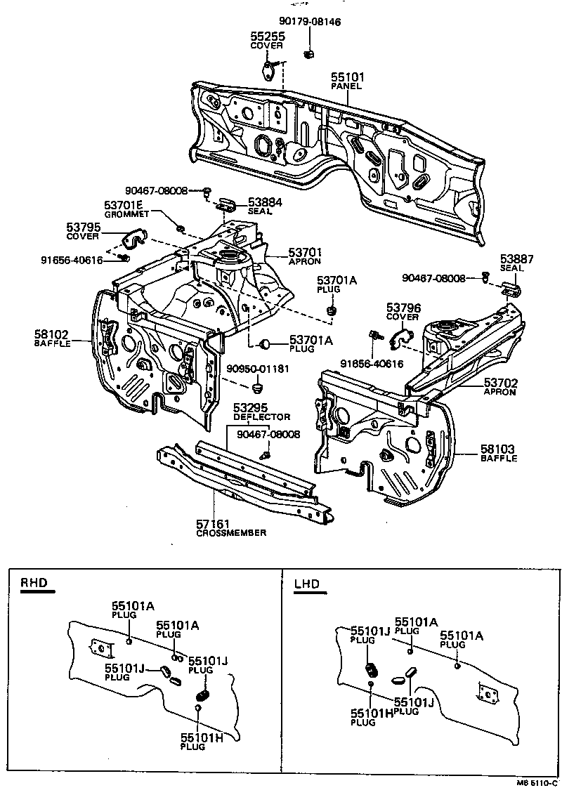  CARINA |  FRONT FENDER APRON DASH PANEL