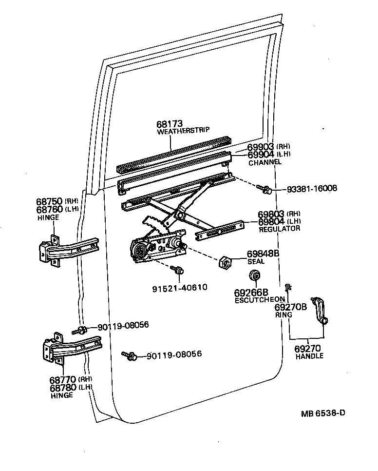  DYNA |  REAR DOOR WINDOW REGULATOR HINGE