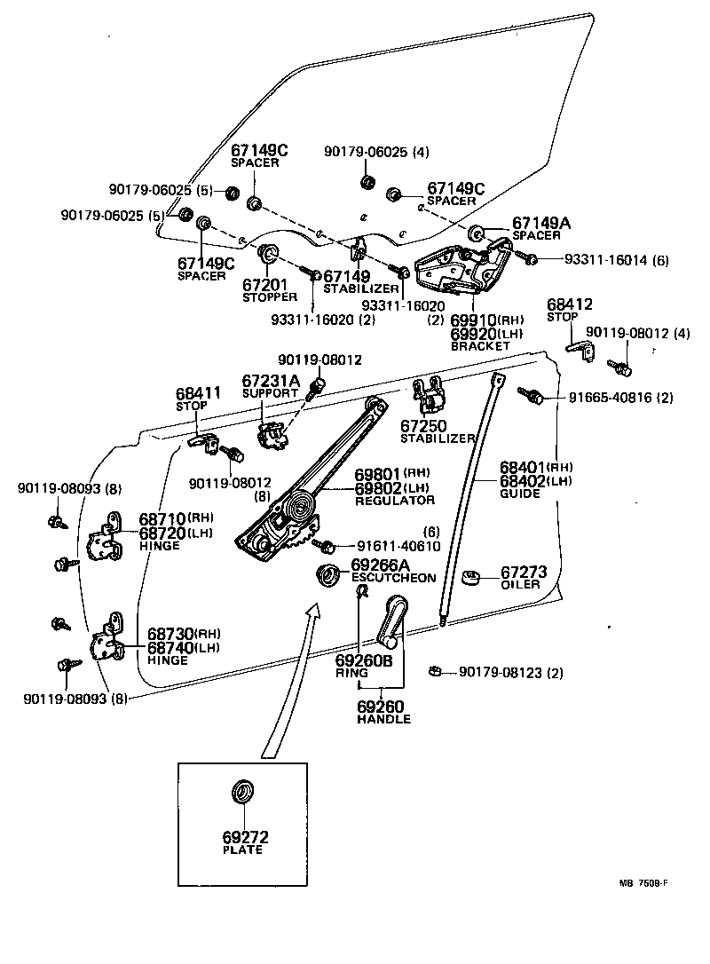  CELICA |  FRONT DOOR WINDOW REGULATOR HINGE