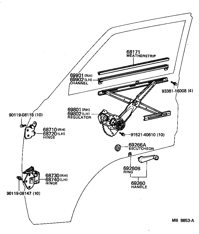  TOYOACE |  FRONT DOOR WINDOW REGULATOR HINGE