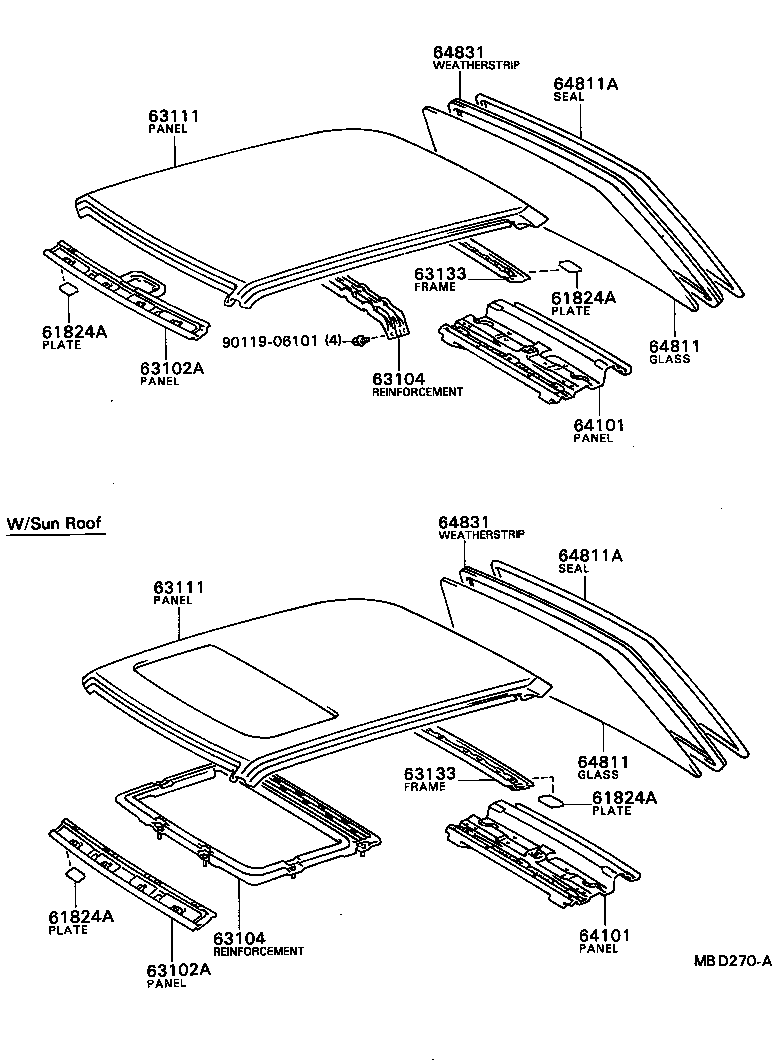  CAMRY |  ROOF PANEL BACK WINDOW GLASS
