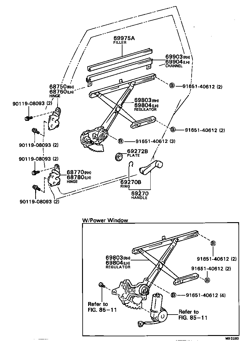  CAMRY |  REAR DOOR WINDOW REGULATOR HINGE