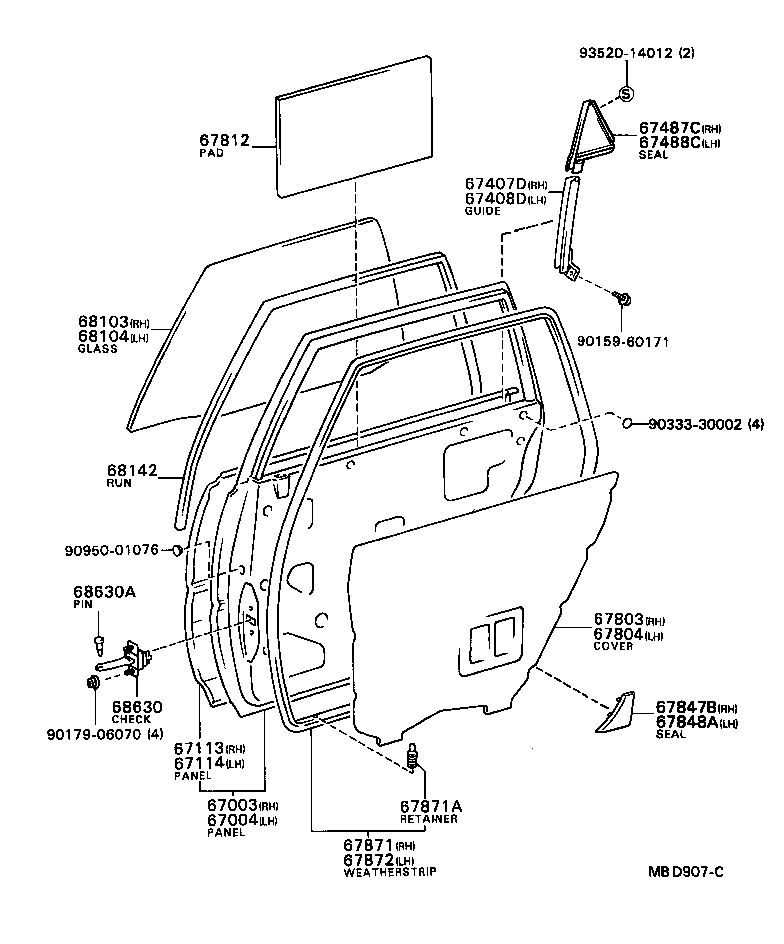  CAMRY |  REAR DOOR PANEL GLASS