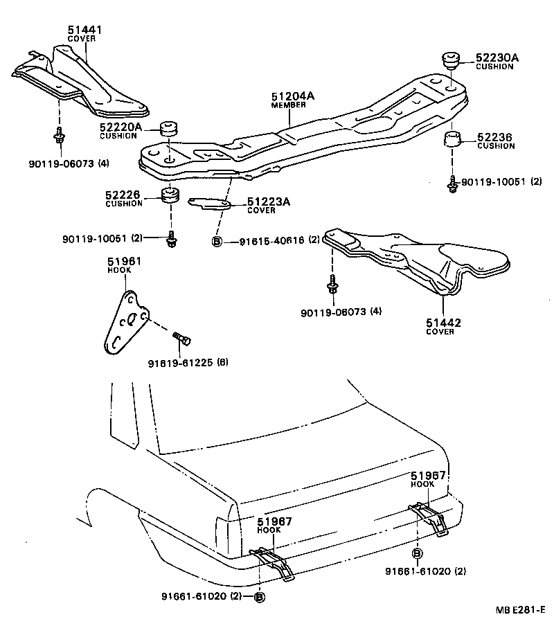  CAMRY |  SUSPENSION CROSSMEMBER UNDER COVER