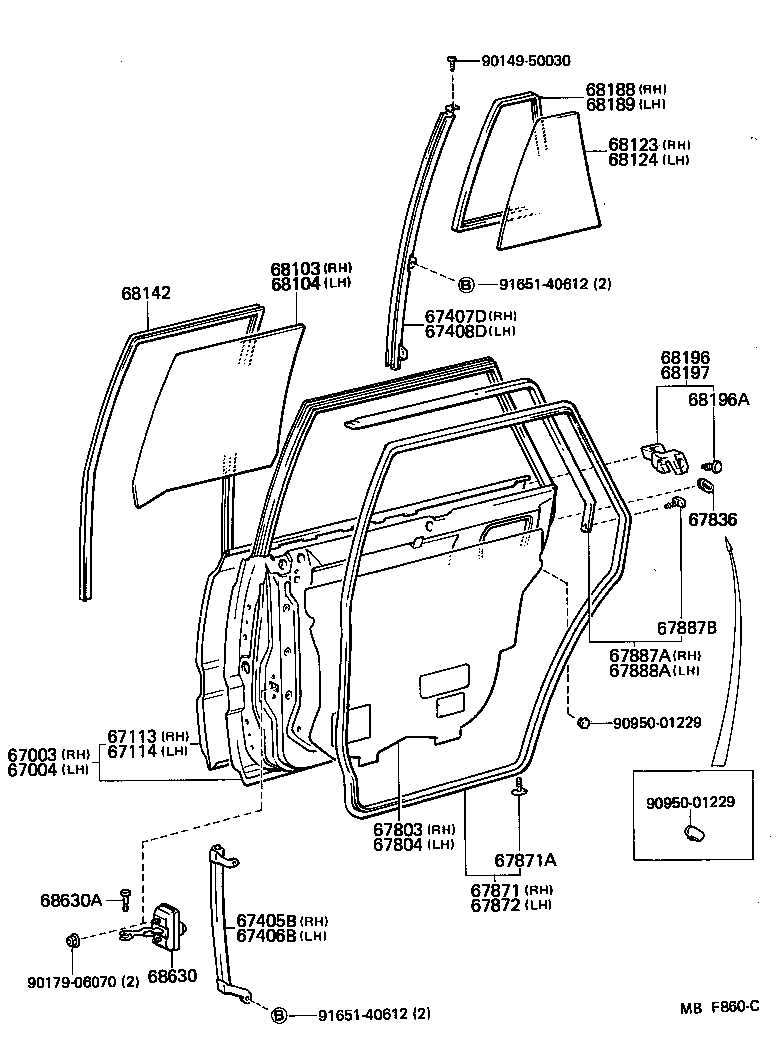  CROWN |  REAR DOOR PANEL GLASS
