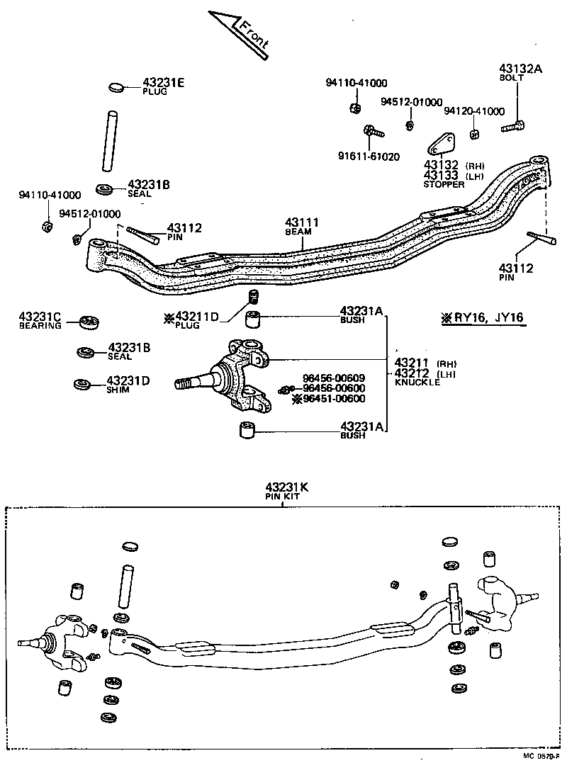  TOYOACE |  FRONT AXLE ARM STEERING KNUCKLE