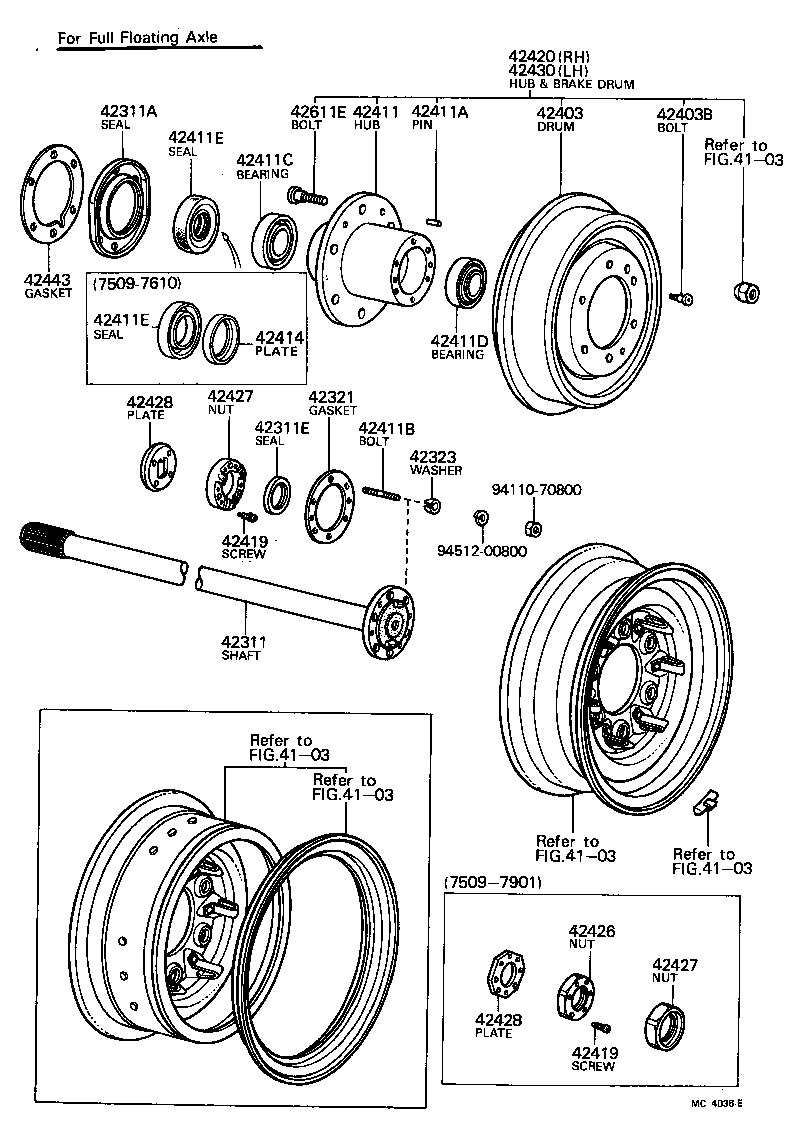  LAND CRUISER 40 45 55 |  REAR AXLE SHAFT HUB