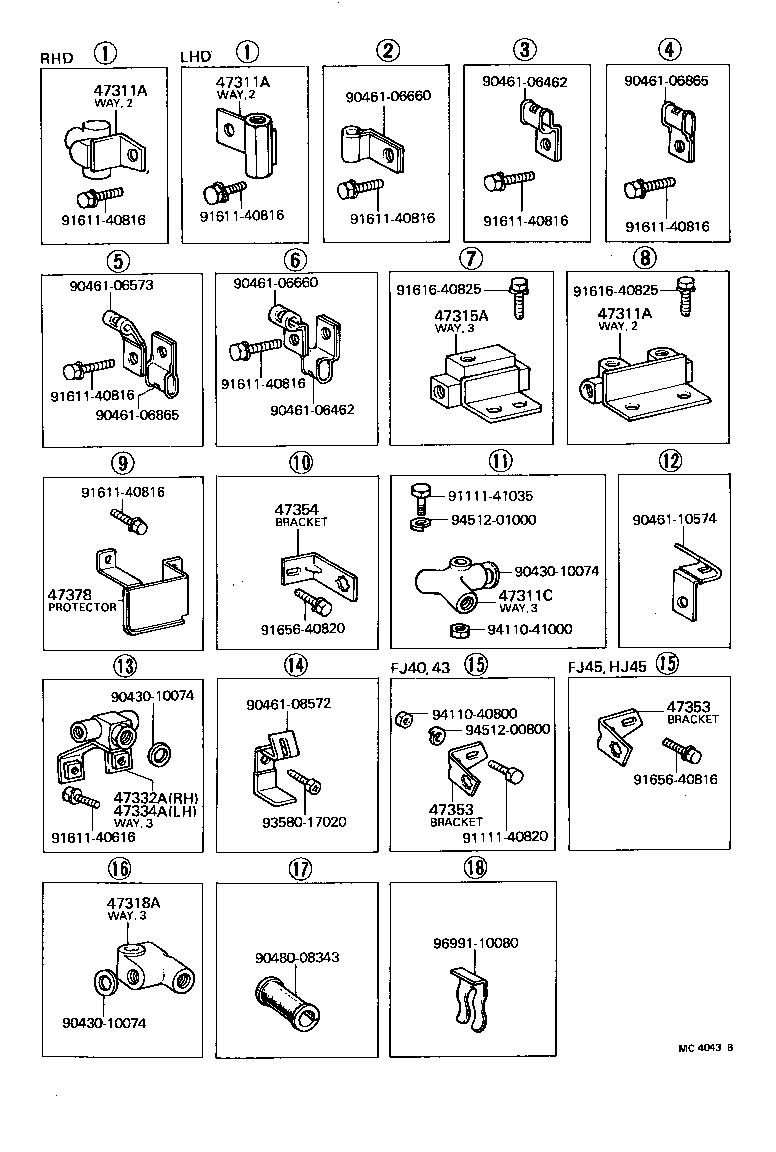  LAND CRUISER 40 45 55 |  BRAKE TUBE CLAMP