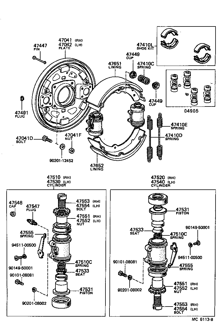  TOYOACE |  FRONT DRUM BRAKE WHEEL CYLINDER BACKING PLATE