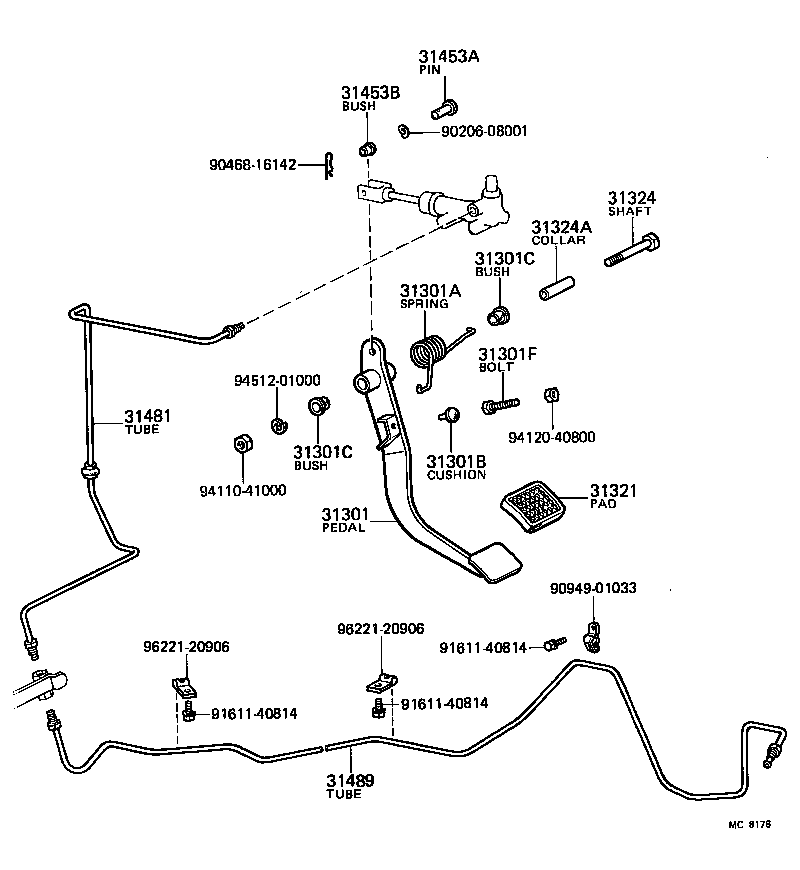  TOYOACE |  CLUTCH PEDAL FLEXIBLE HOSE