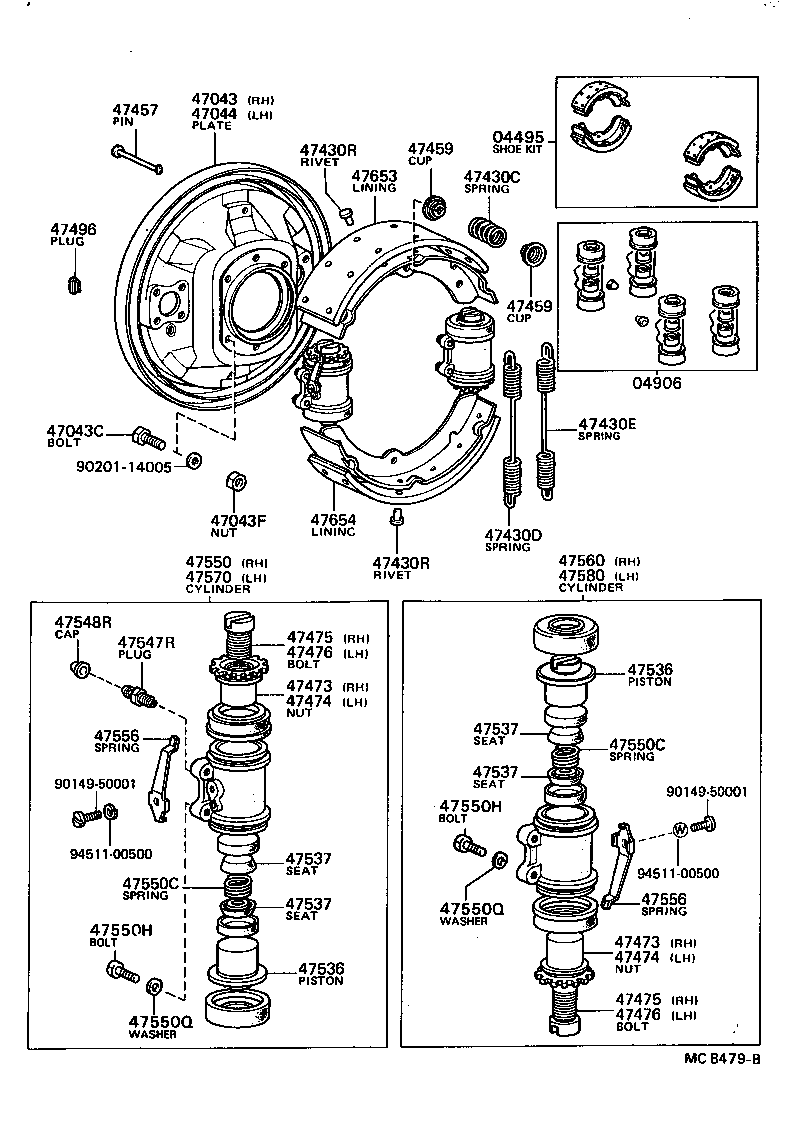  DYNA |  REAR DRUM BRAKE WHEEL CYLINDER BACKING PLATE
