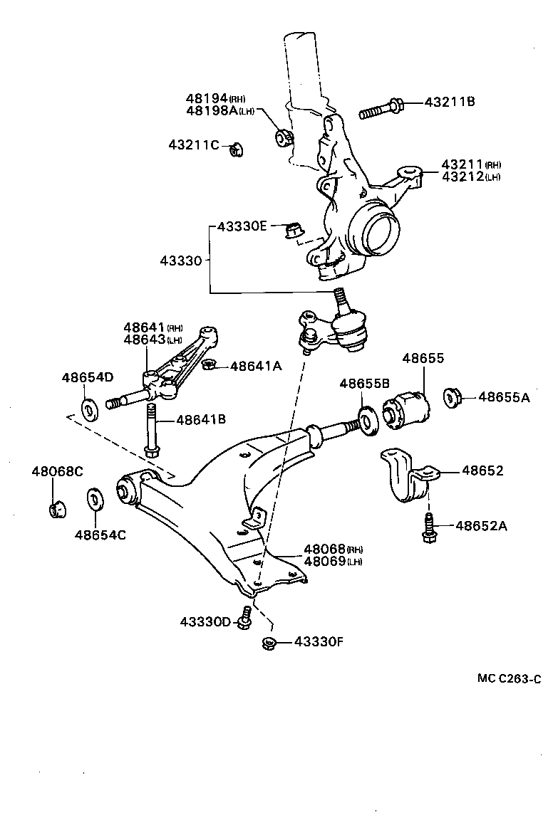  CELICA |  FRONT AXLE ARM STEERING KNUCKLE