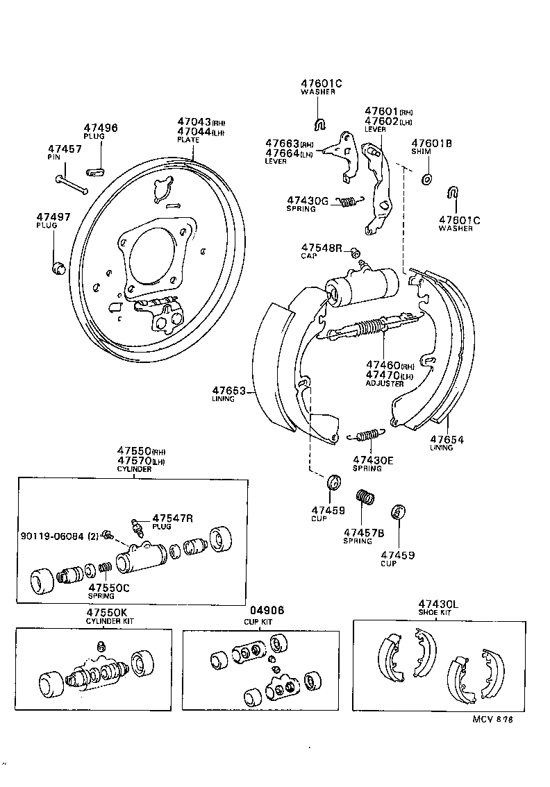  CAMRY |  REAR DRUM BRAKE WHEEL CYLINDER BACKING PLATE