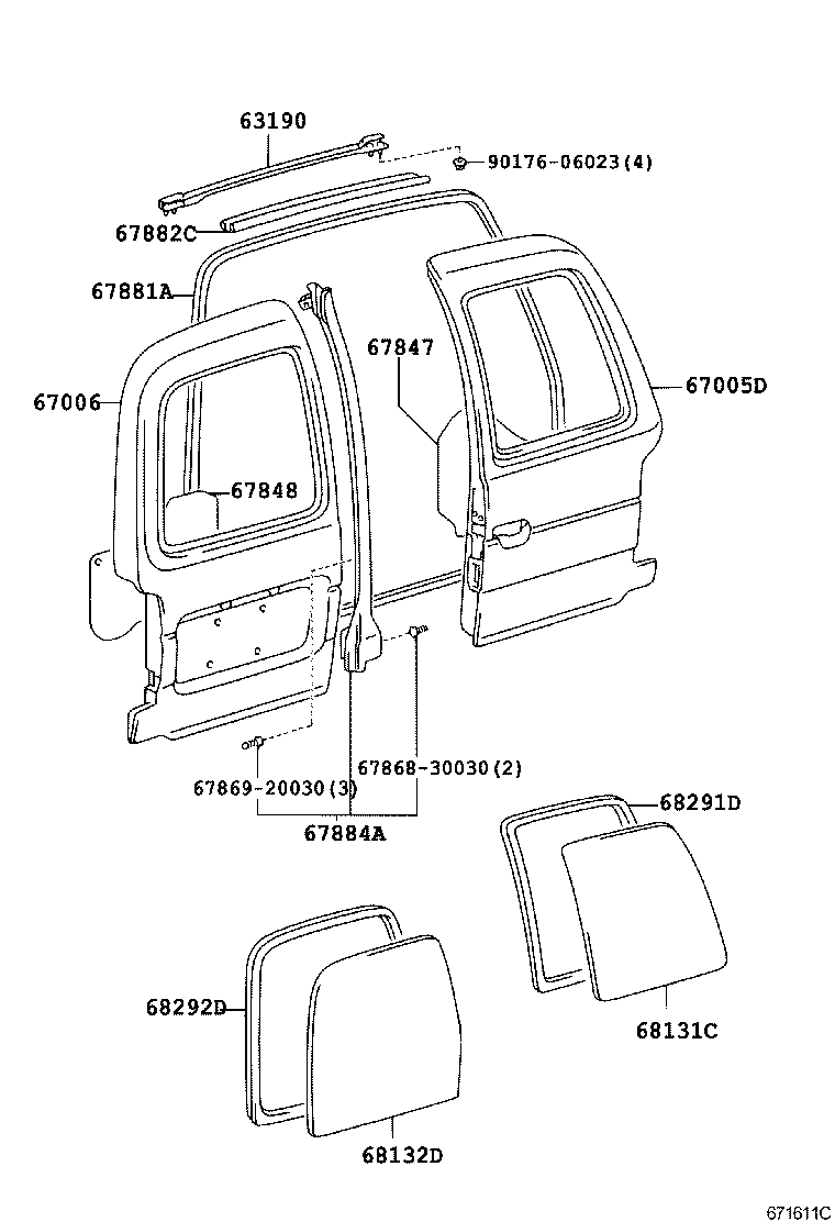  DYNA TOYOACE |  BACK DOOR PANEL GLASS
