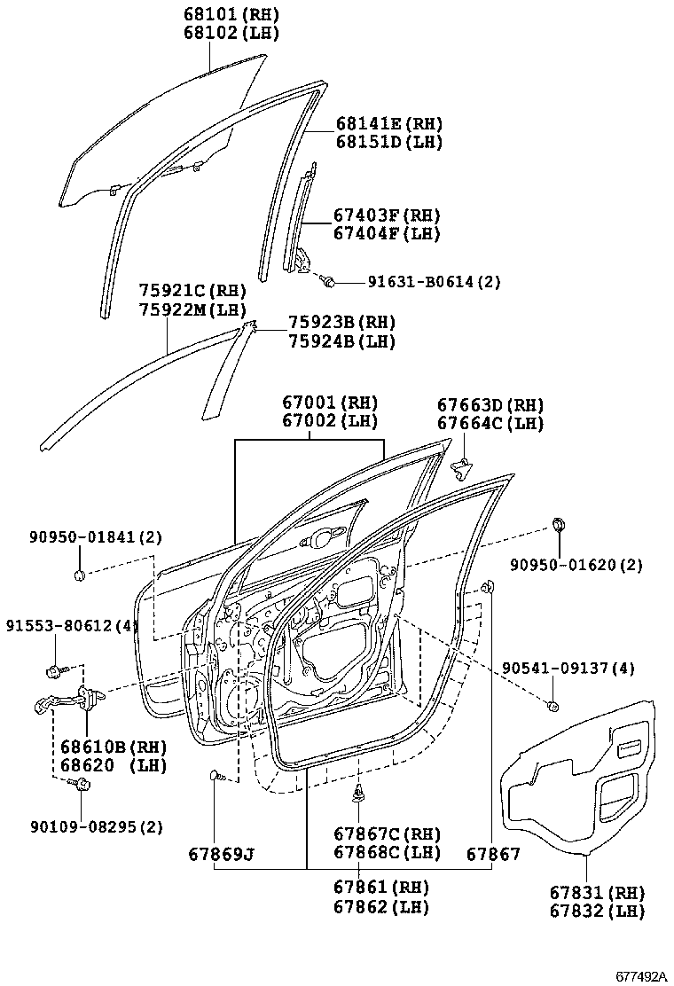  RAV4 VANGUARD |  FRONT DOOR PANEL GLASS