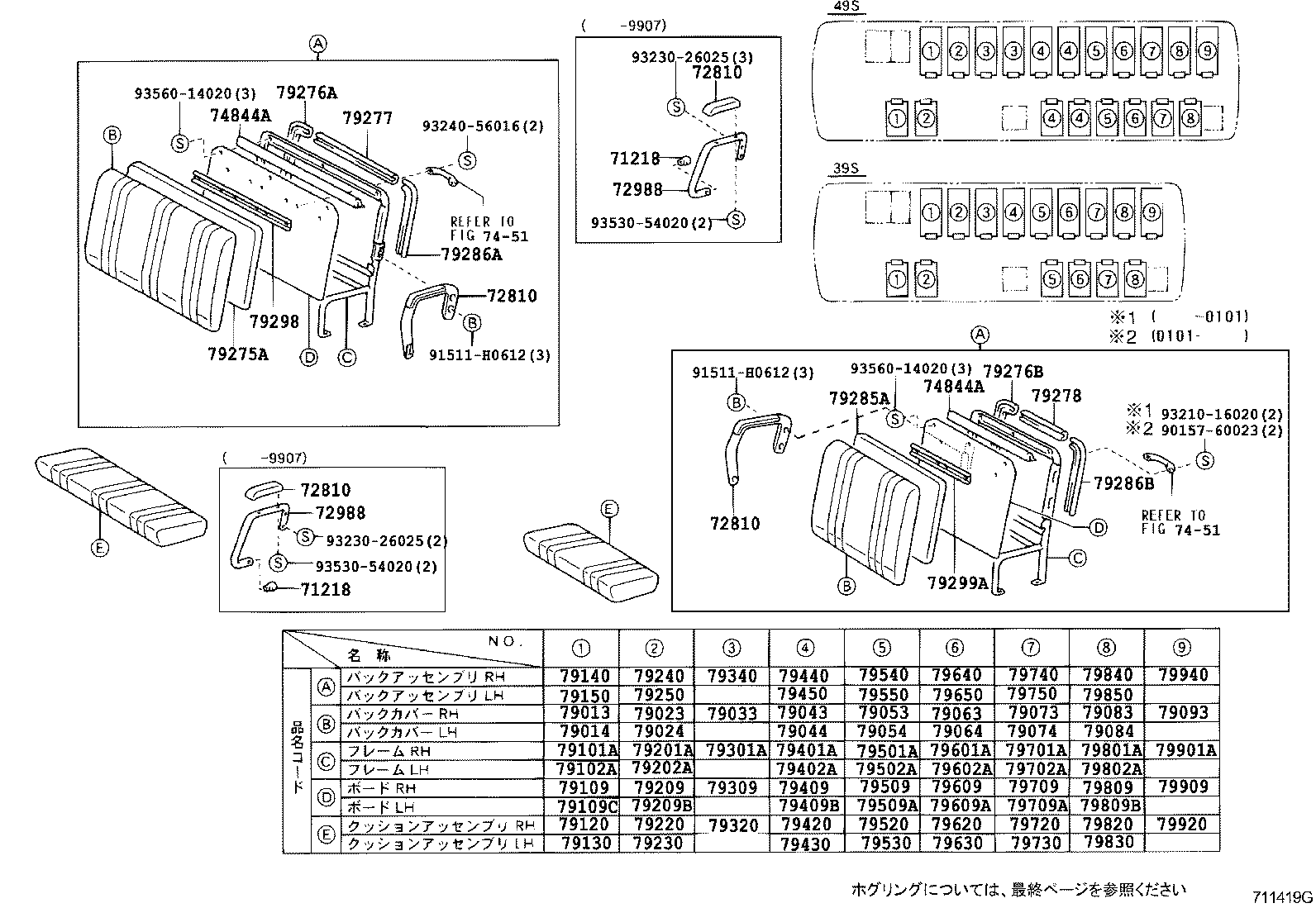  COASTER |  SEAT SEAT TRACK