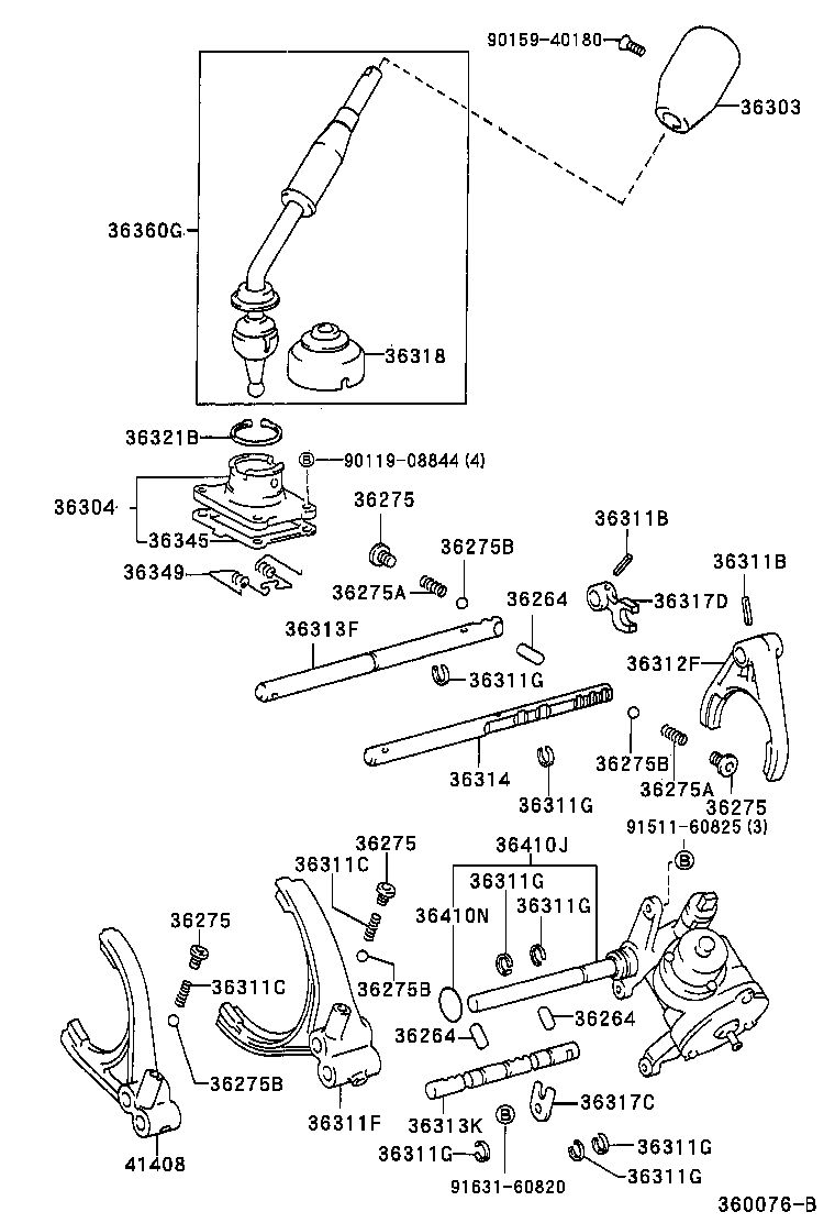 TOYOTA HILUX SURFVZN185WGAPGK POWERTRAINCHASSIS TRANSFER LEVER