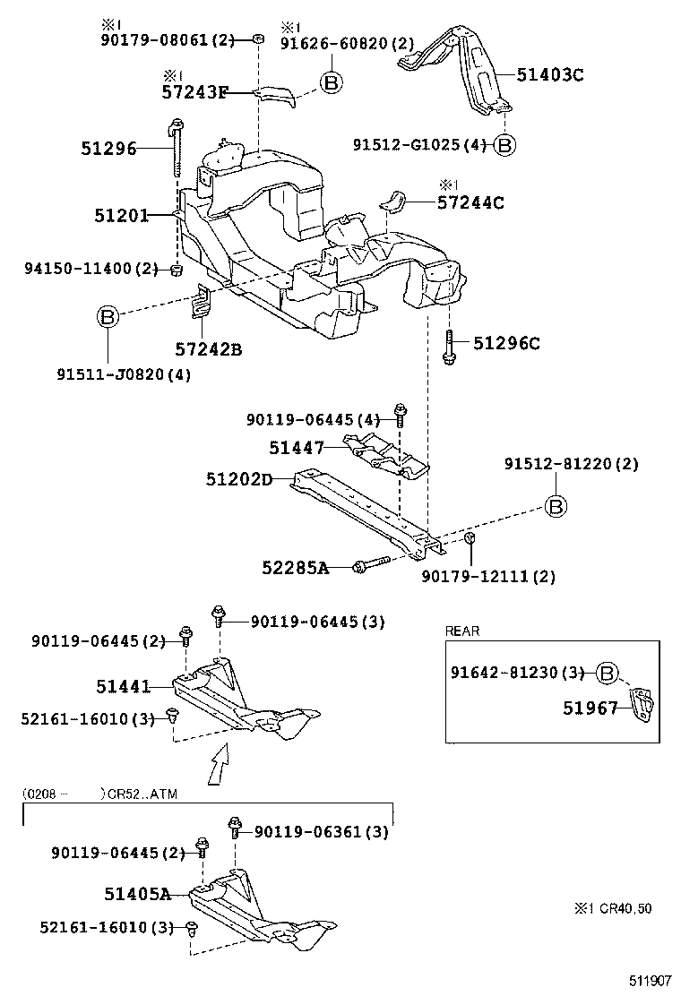  LITE TOWNACE NOAH V |  SUSPENSION CROSSMEMBER UNDER COVER