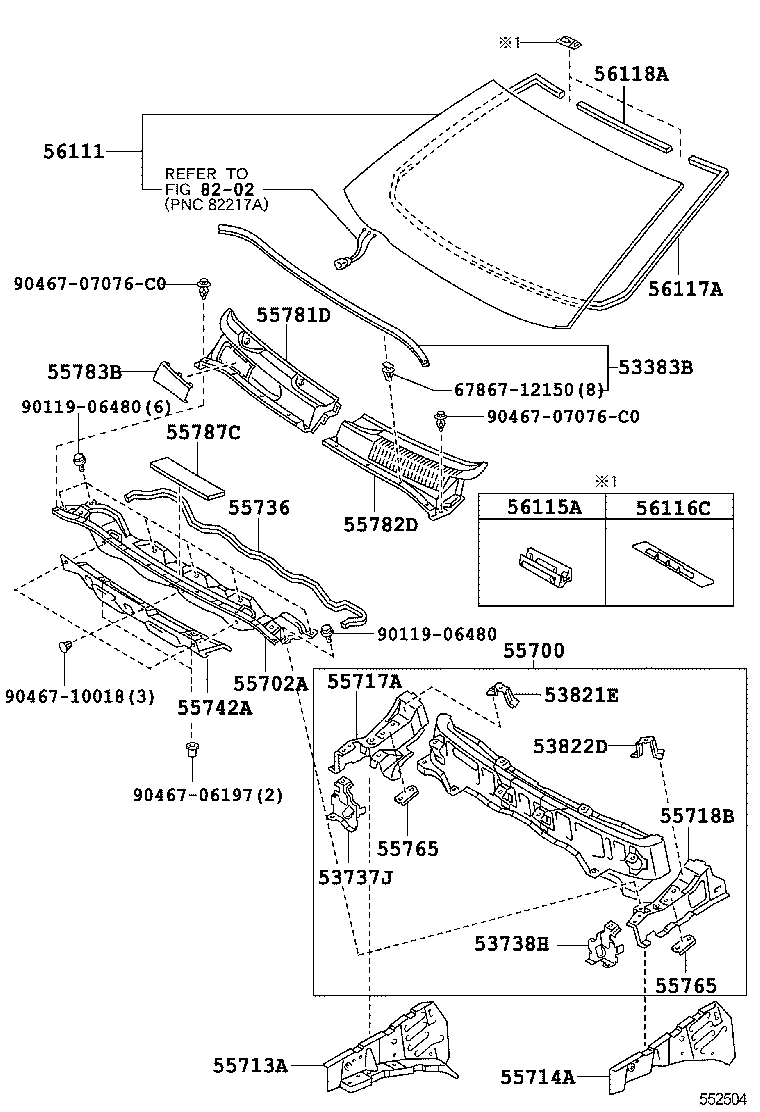  PRIUS |  COWL PANEL WINDSHIELD GLASS