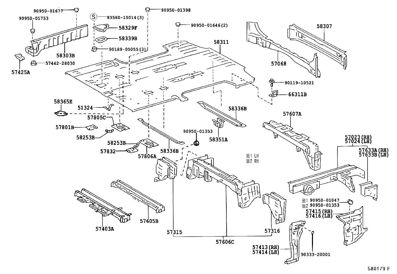  LITE TOWNACE NOAH V |  REAR FLOOR PANEL REAR FLOOR MEMBER
