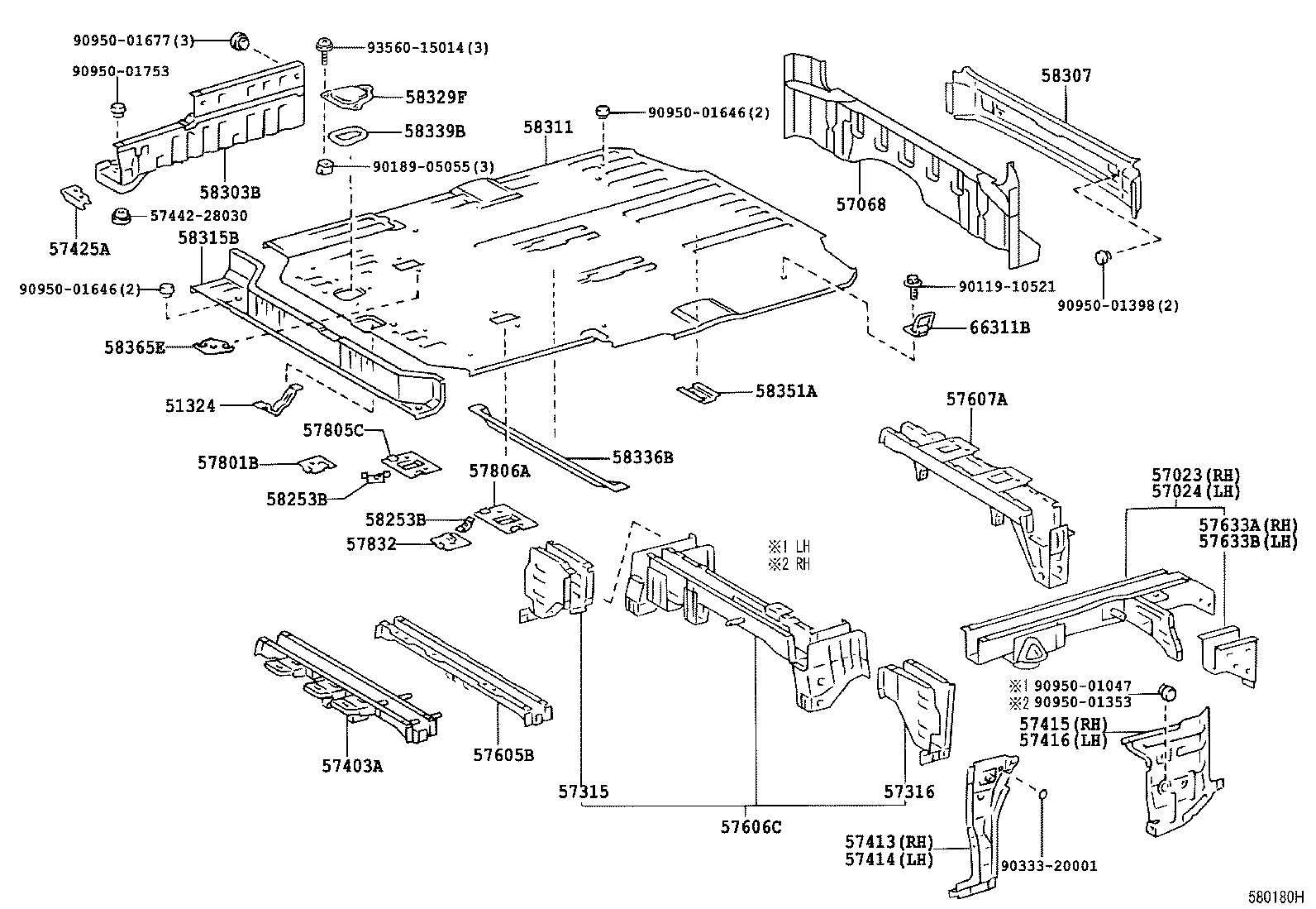  LITE TOWNACE NOAH V |  REAR FLOOR PANEL REAR FLOOR MEMBER