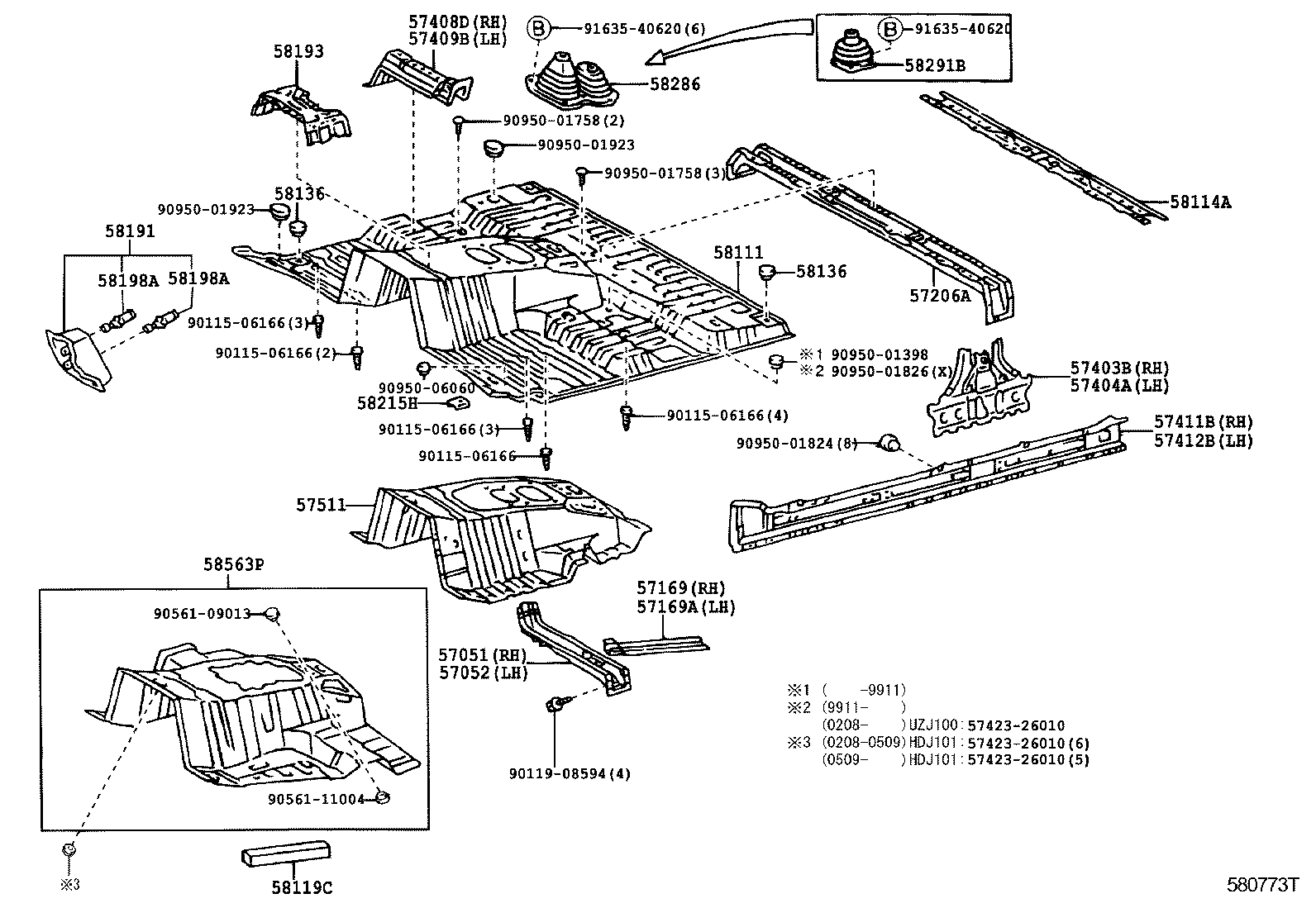  LAND CRUISER 100 |  FRONT FLOOR PANEL FRONT FLOOR MEMBER