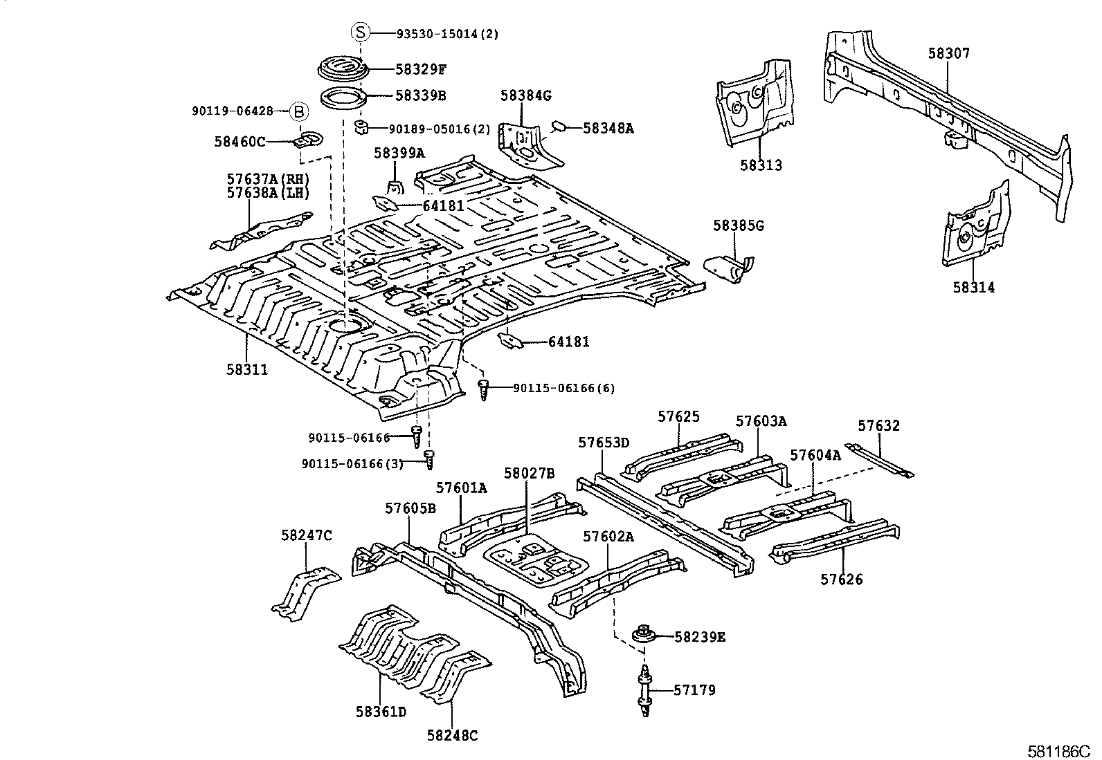  LAND CRUISER 100 |  REAR FLOOR PANEL REAR FLOOR MEMBER