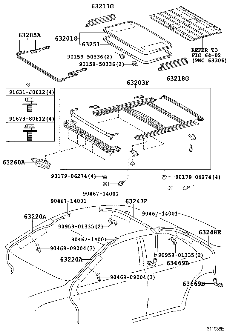  CROWN MAJESTA |  ROOF PANEL BACK WINDOW GLASS